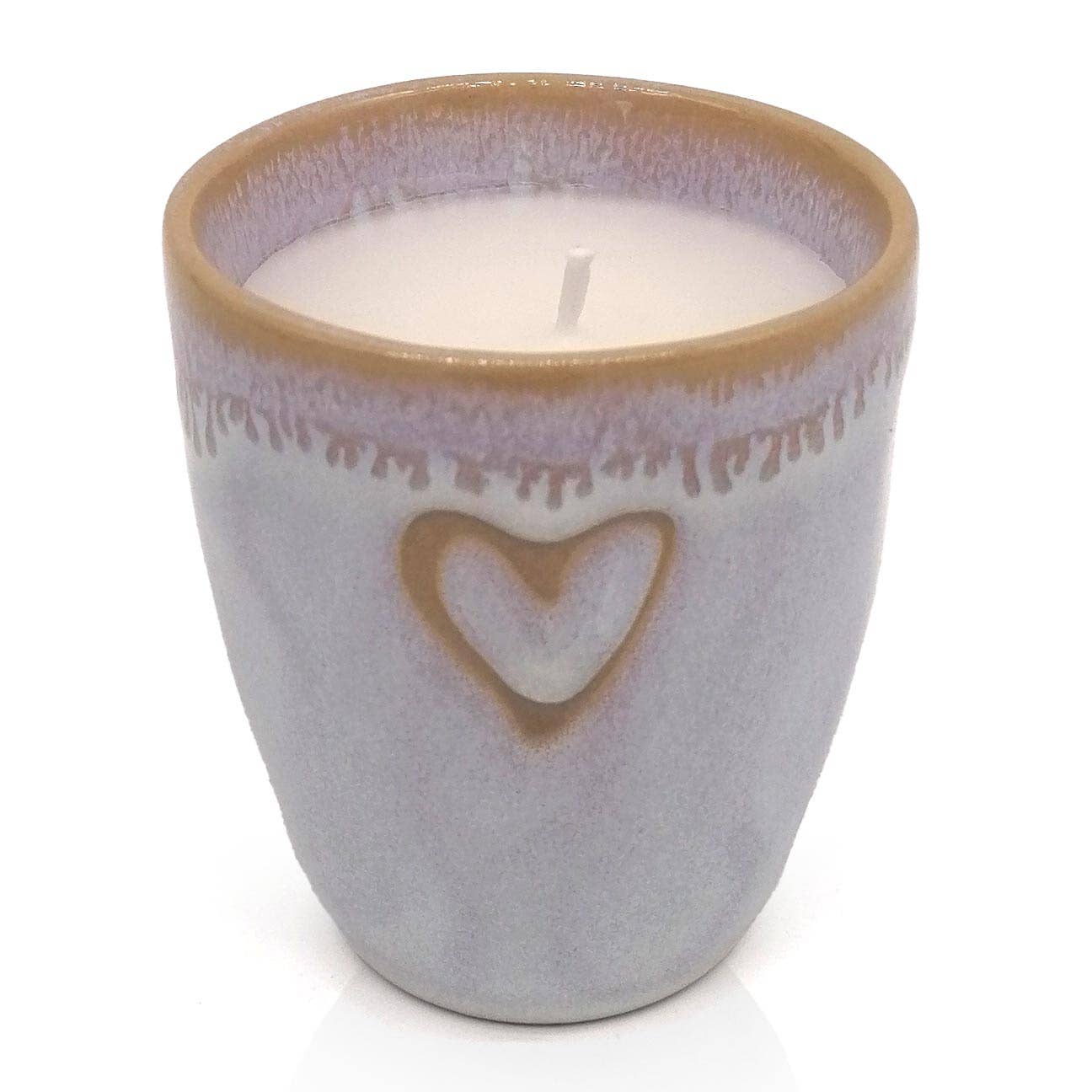 Kaars van aardewerk in espressokopje „Heart” poolwit