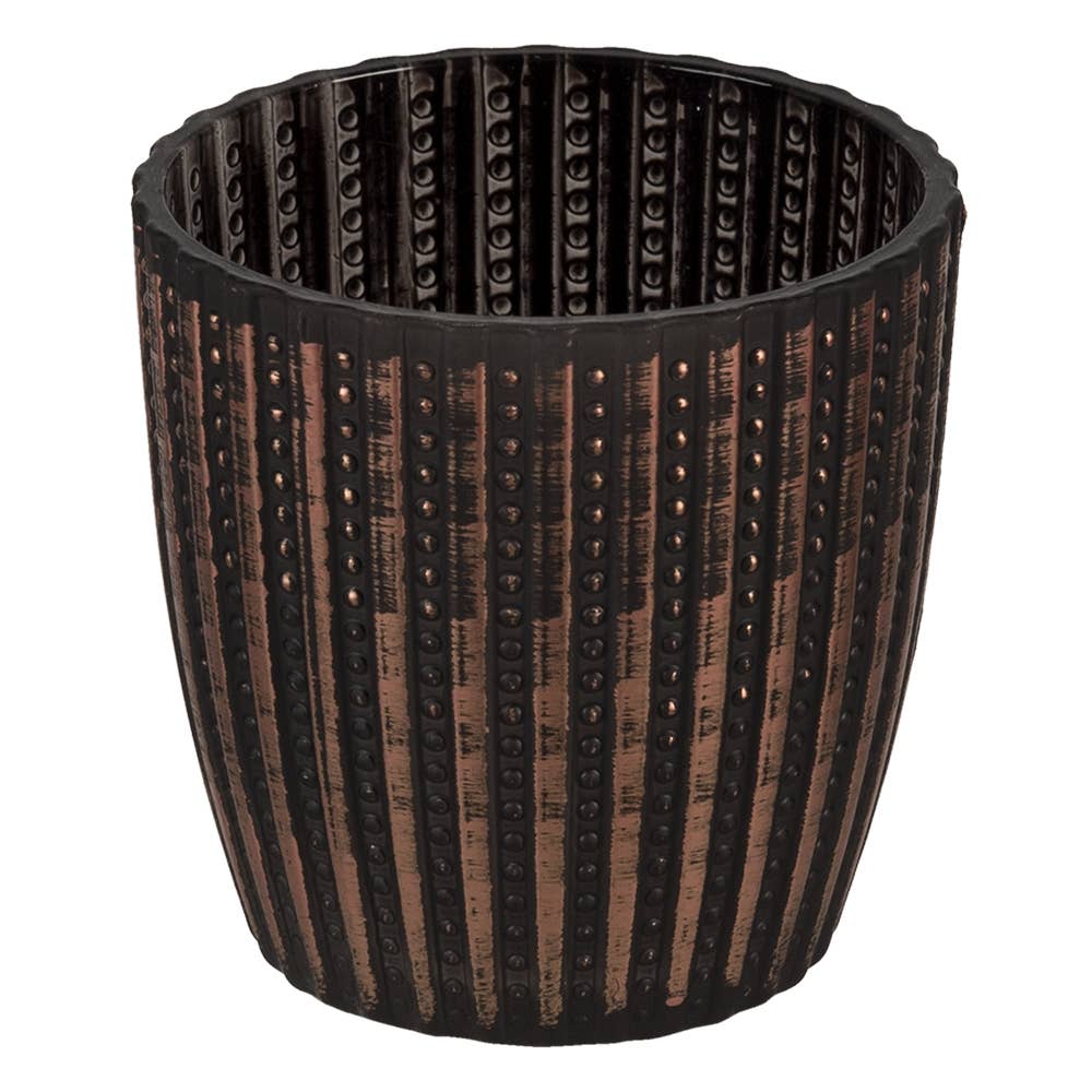 Theelichthouder Ø 9x9 cm Zwart Glas Rond