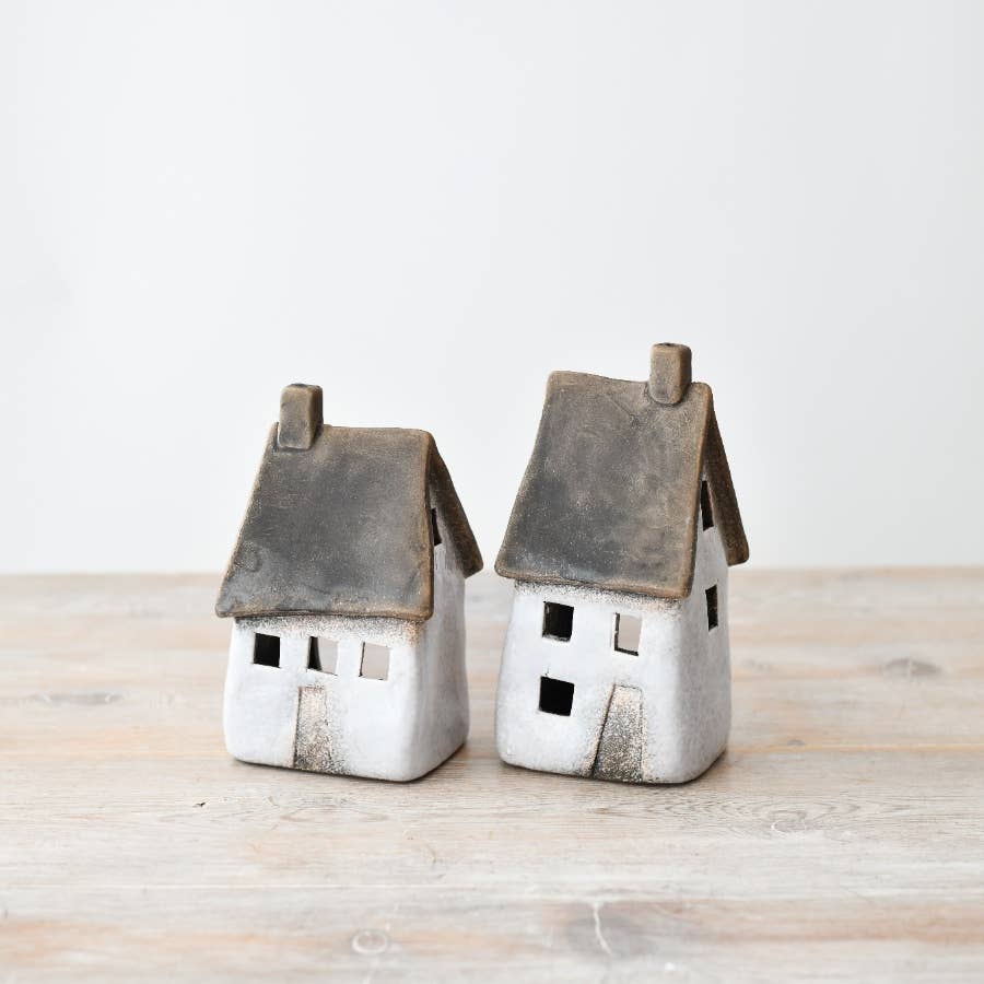 Wit Gespikkeld Windlicht Huis Deco