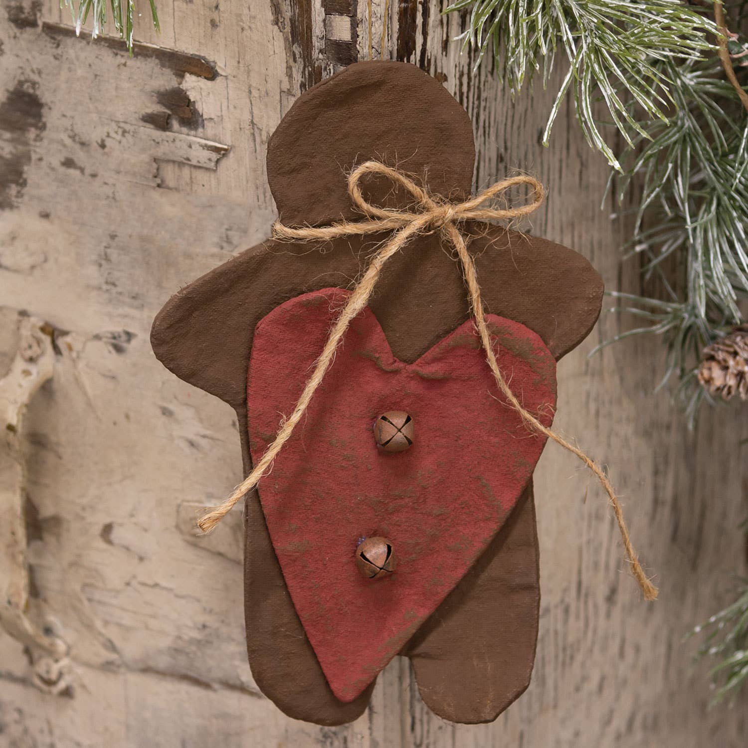 Gingerbread & Heart kerstornament van verstevigde stof