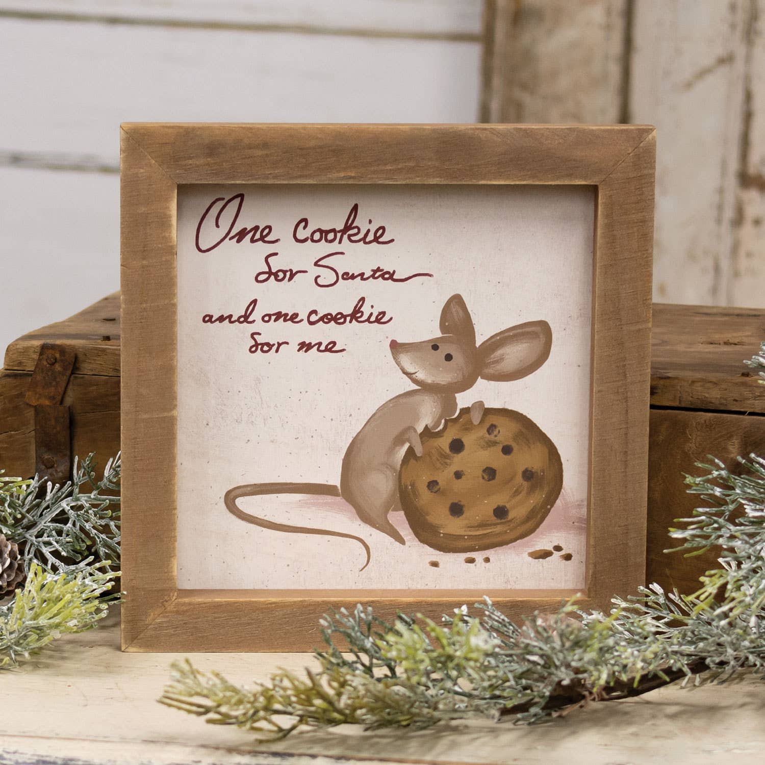 Een koekje voor de kerstman, ingelijst, bord