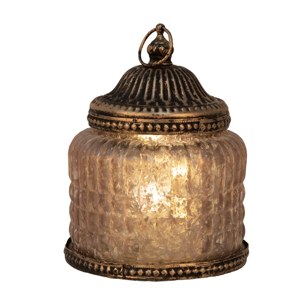 6GL4599 LED-lantaarn Ø 10x13 cm roze glas